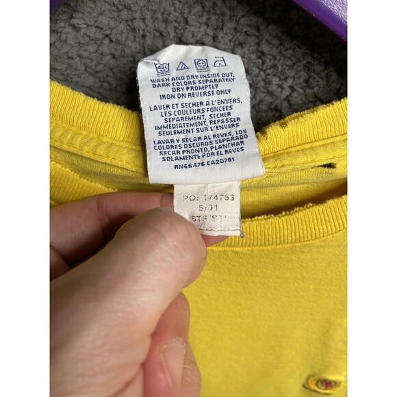 Vintage Y2k Tommy Hilfiger Classic Yellow Long Sleeve Shirt Mens 2XL Distressed - Picture 4 of 16